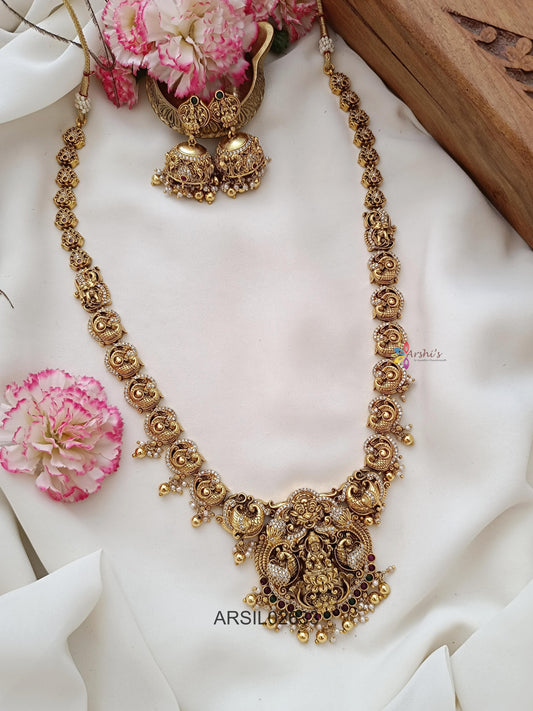 Antique Peacock and Lakshmi Long Haram