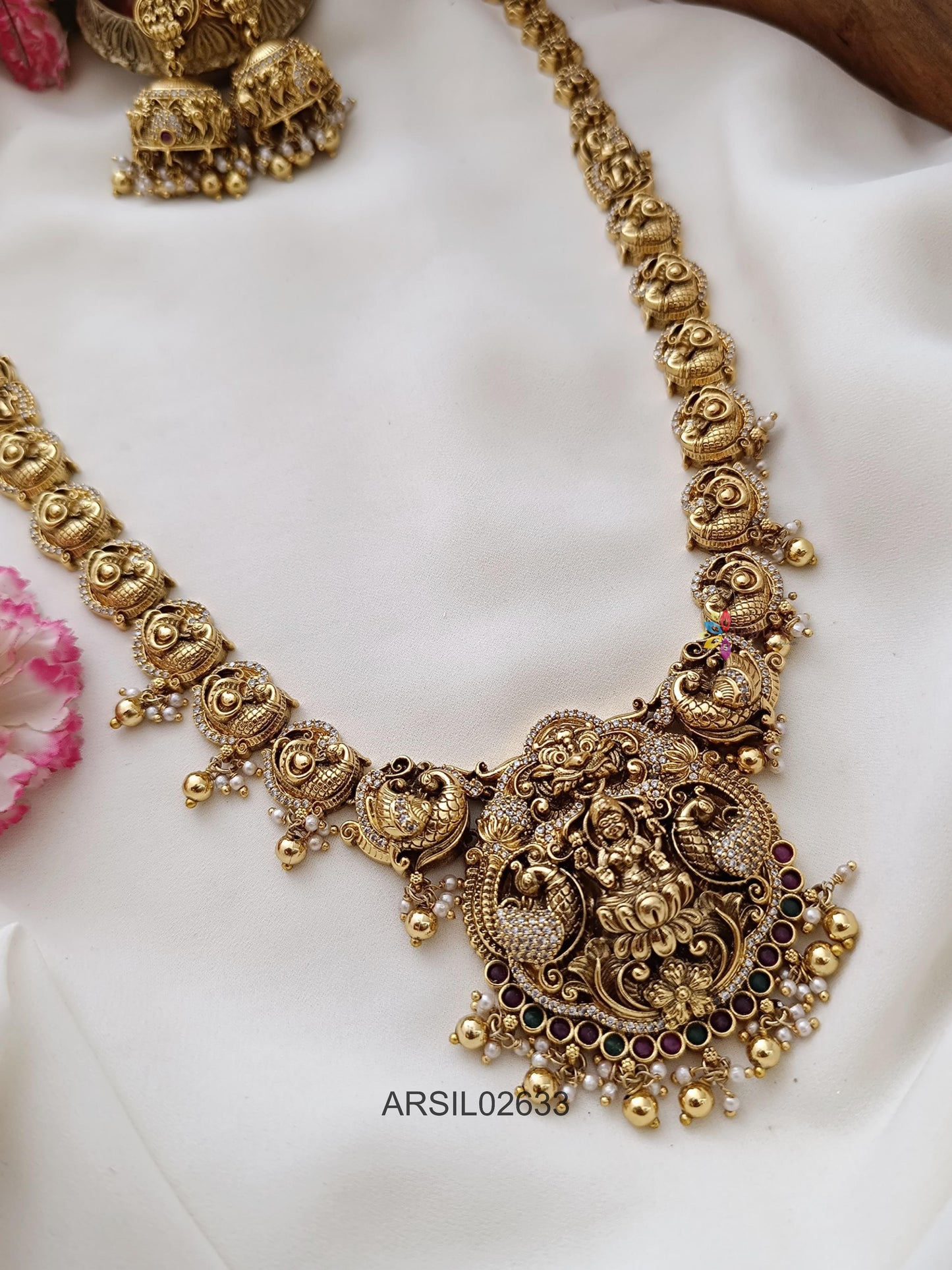 Antique Peacock and Lakshmi Long Haram