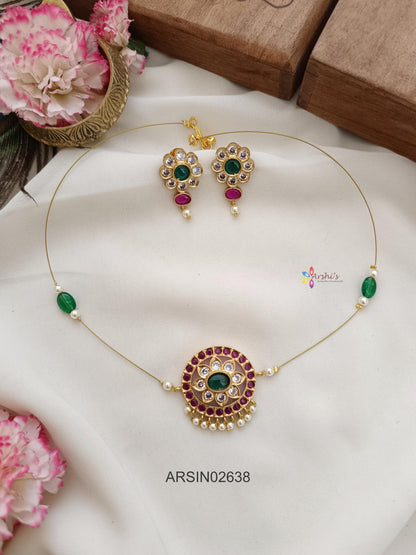 Round Stone Pendant Invisible Necklace