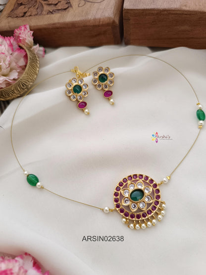 Round Stone Pendant Invisible Necklace