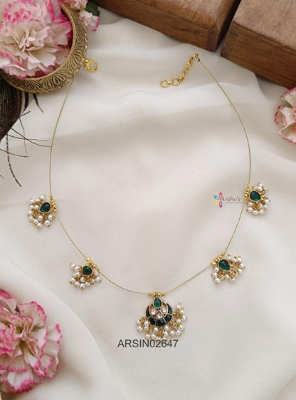 Emerald Stone Invisible Necklace