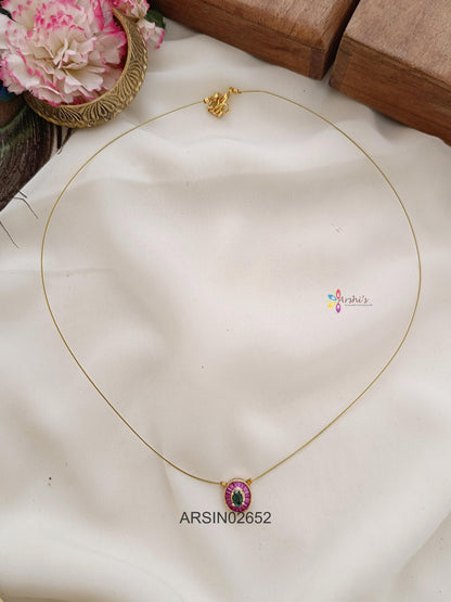 Ovel Stone Pendant Invisible Necklace