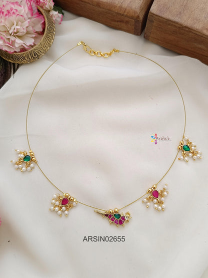 Peacock and Pearl Invisible Necklace