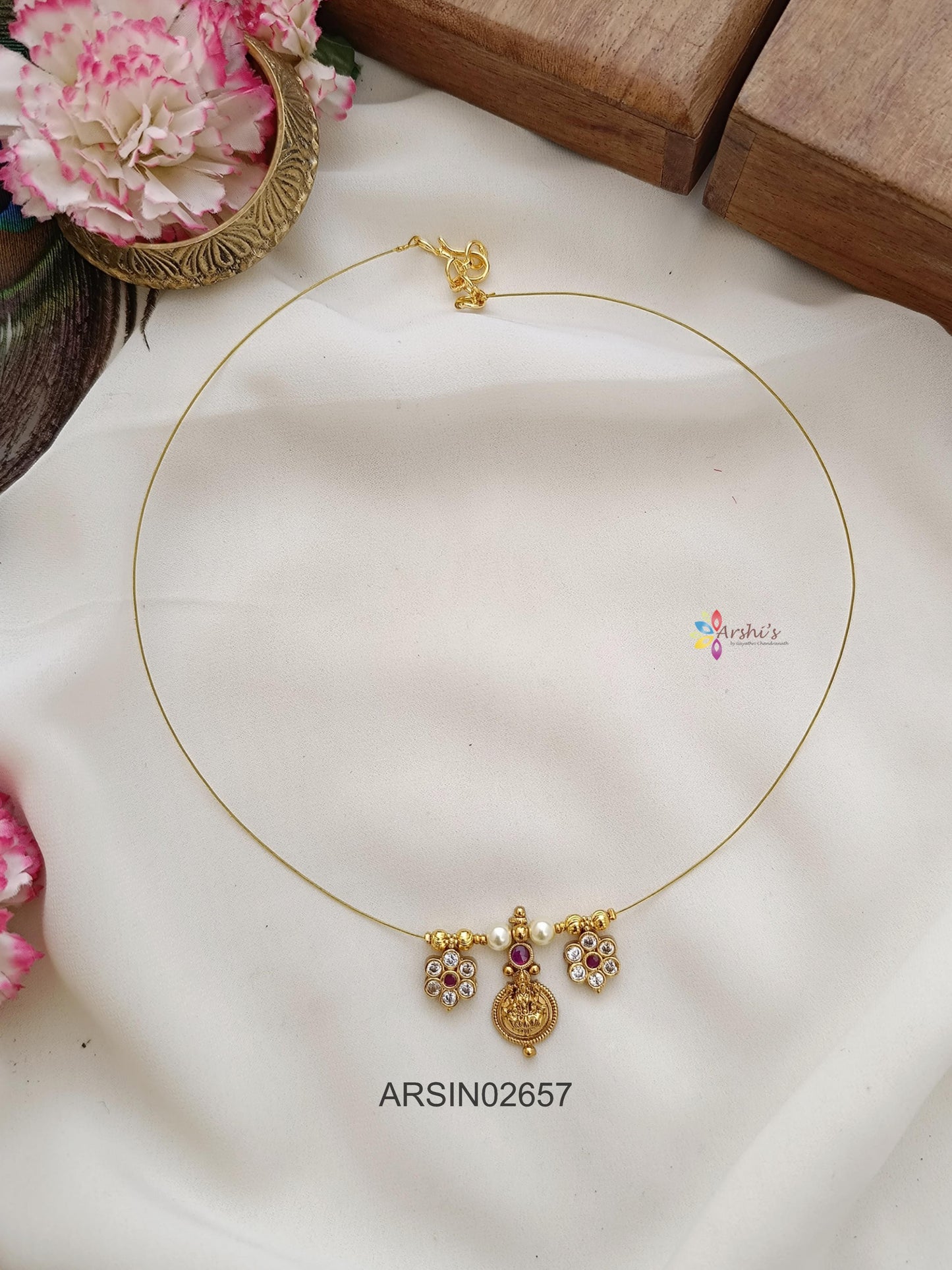 Single Lakshmi Coin Invisible Necklace