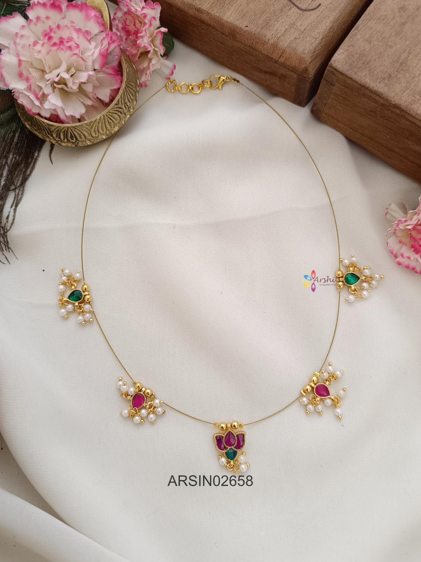 Lotus and Pearls Invisible Necklace