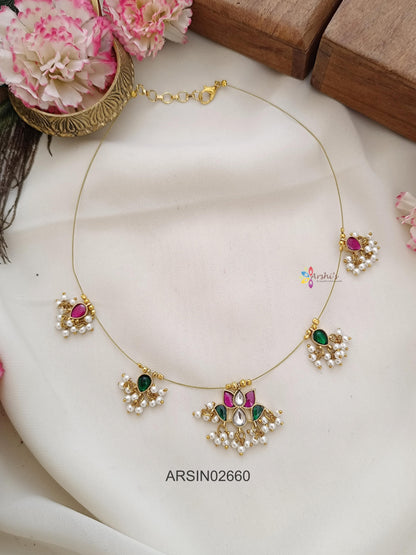 Lotus and Pearls Invisible Necklace