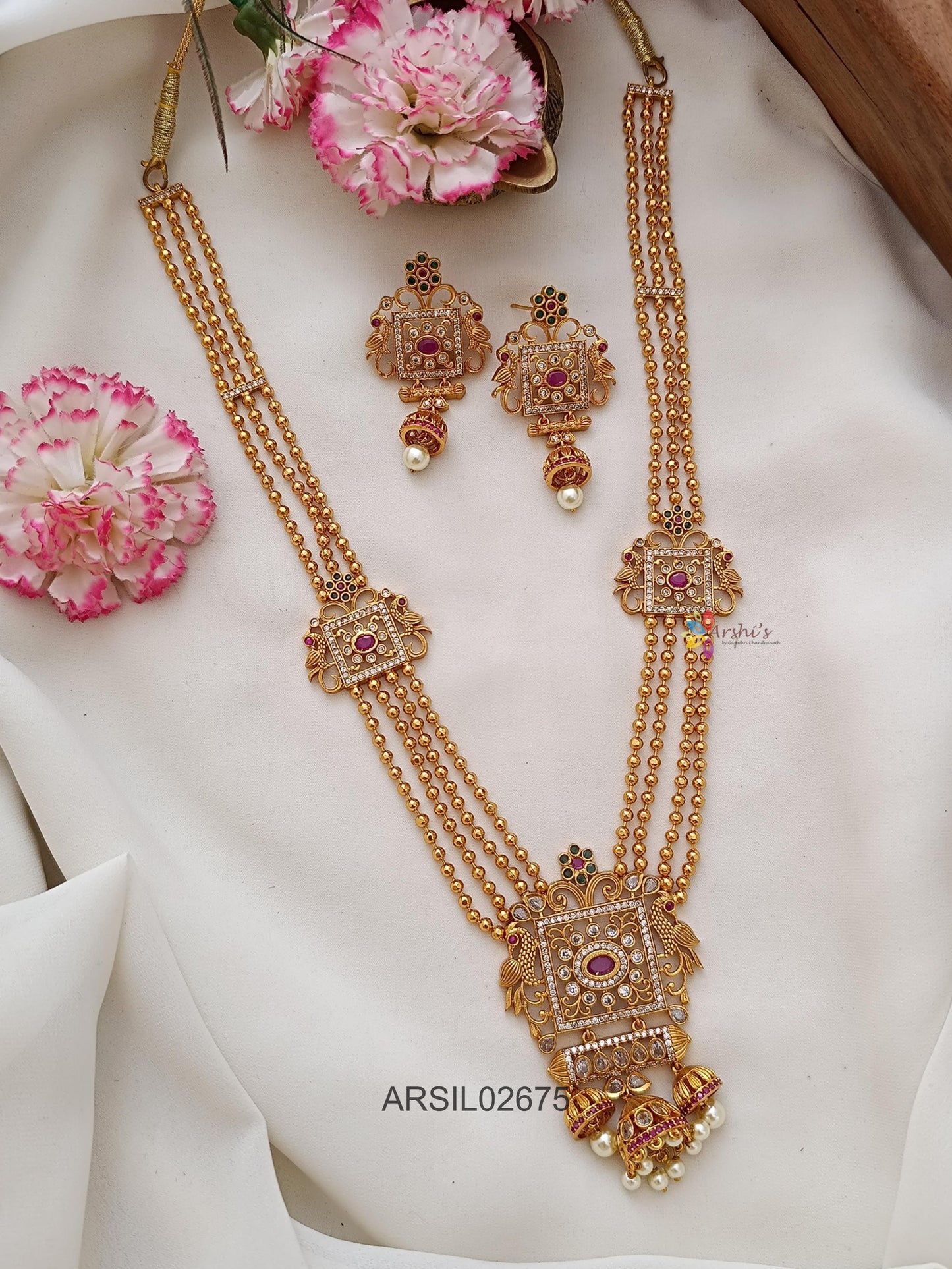 Three Layer Gold Bead Long Haram