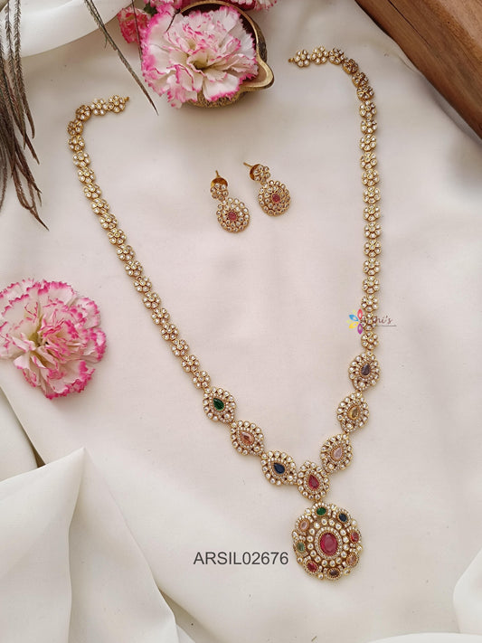 Navarathna Stone Pendant Long Haram