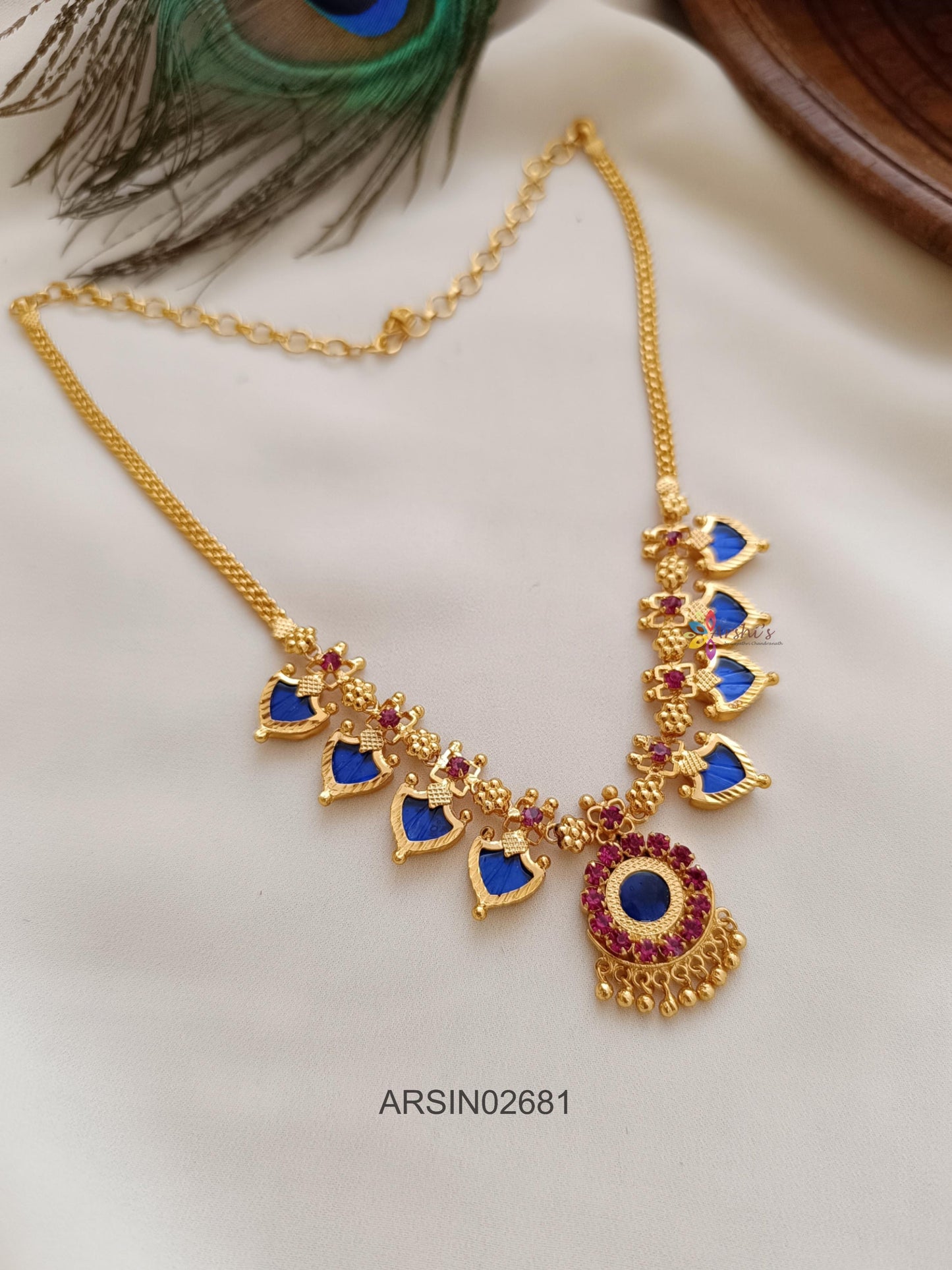 Blue Stone Palakka Necklace