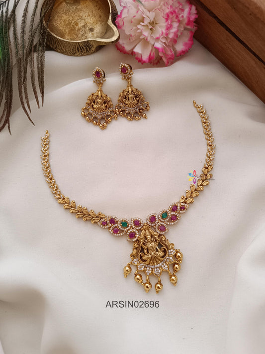 Floral Lakshmi Pendant Necklace