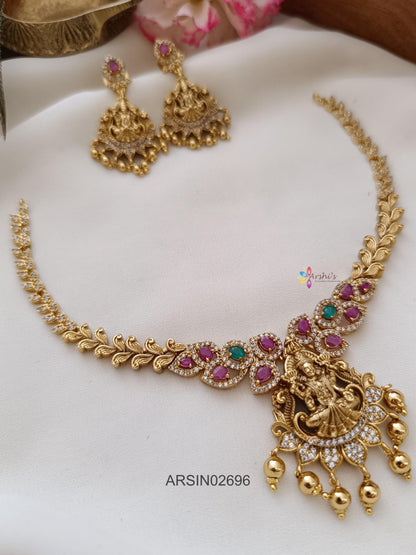 Floral Lakshmi Pendant Necklace