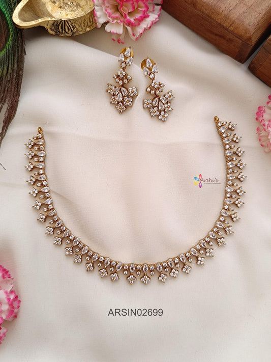 AD White Stone Necklace