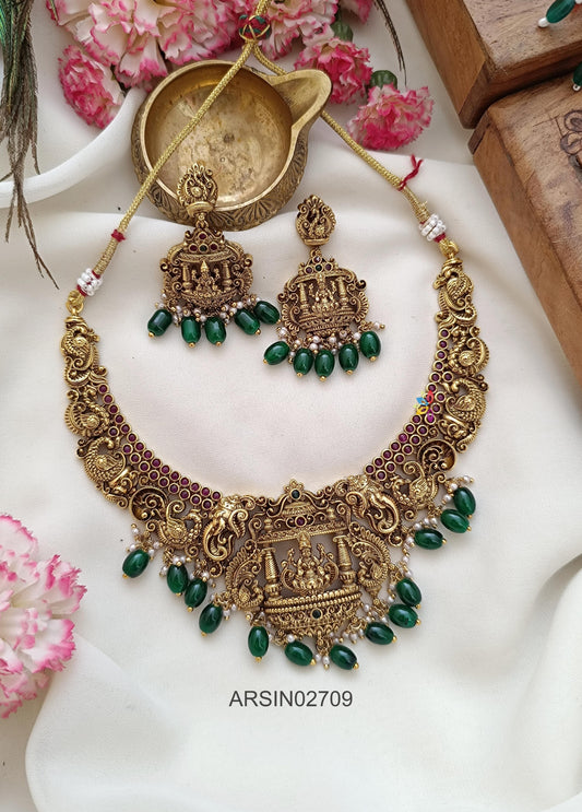 Bridal Temple Green Beaded Necklace