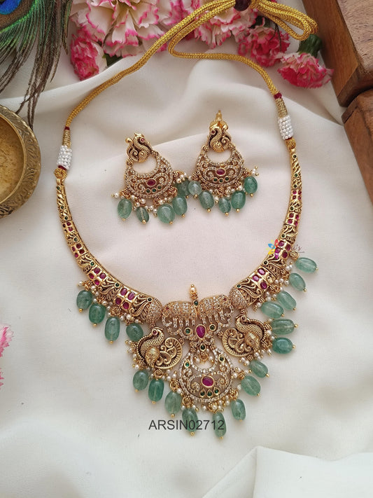 Elephant Pale Green Bead Kante Necklace