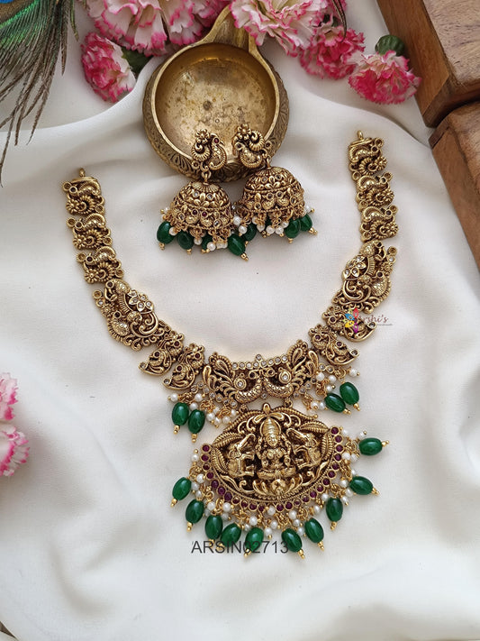 Antique Temple Green Bead Necklace