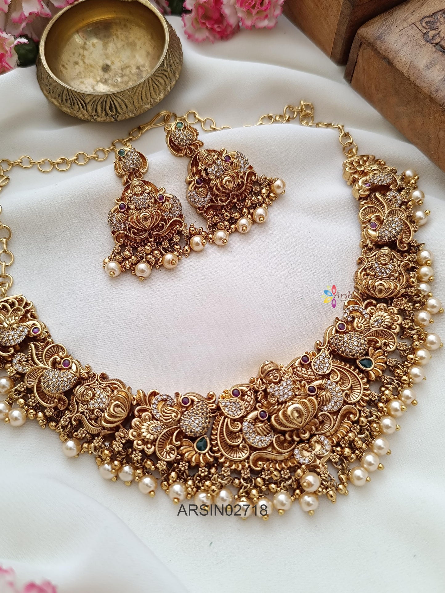 Lakshmi Peacock Stone Necklace