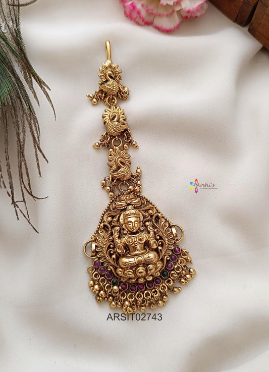 Goddess Lakshmi and Peacock Maangtikka