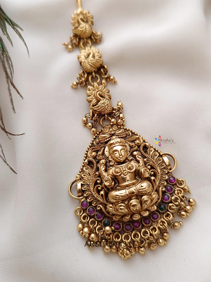 Goddess Lakshmi and Peacock Maangtikka