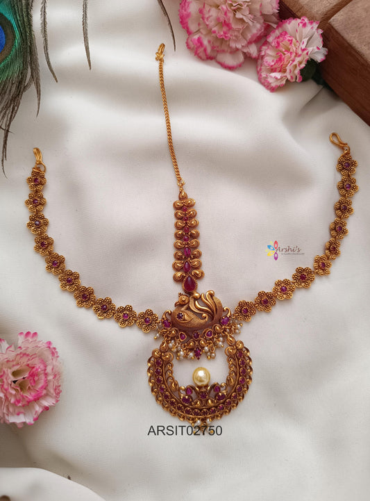 Peacock Chandbali Design Mathapatti