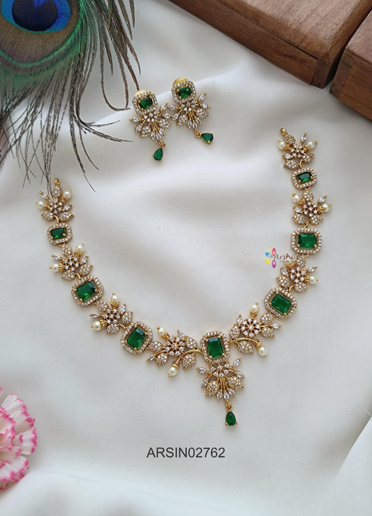 Emerald White Stone Necklace