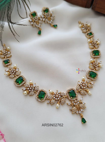 Emerald White Stone Necklace