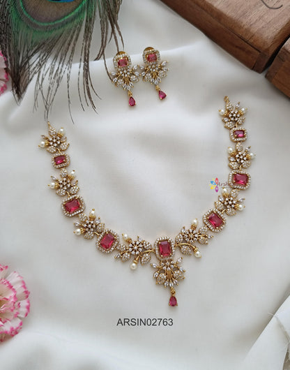 Red White Stone Necklace