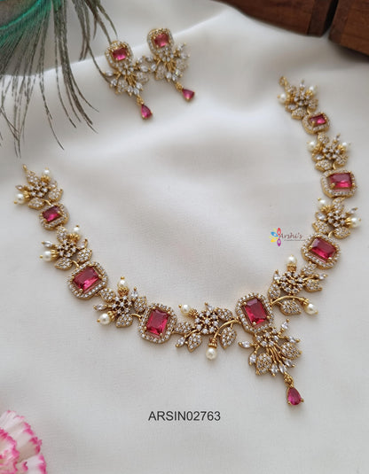Red White Stone Necklace