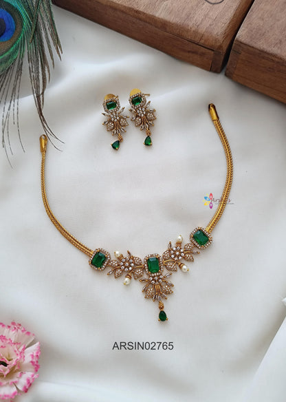Green and White Stone Necklace