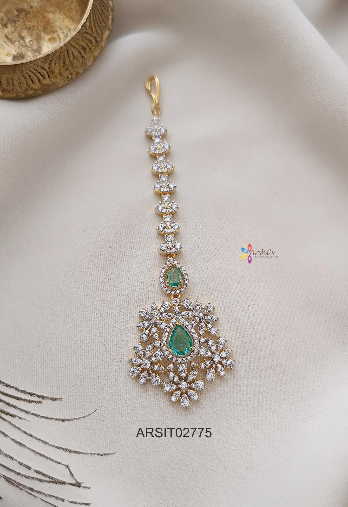 Diamond Look Like Pastel Blue Stone Maangtikka