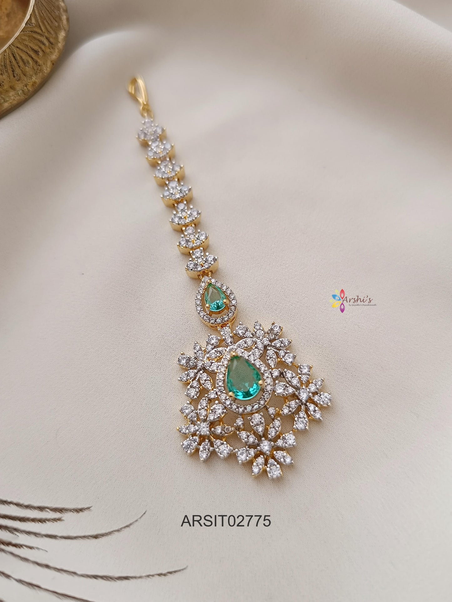 Diamond Look Like Pastel Blue Stone Maangtikka