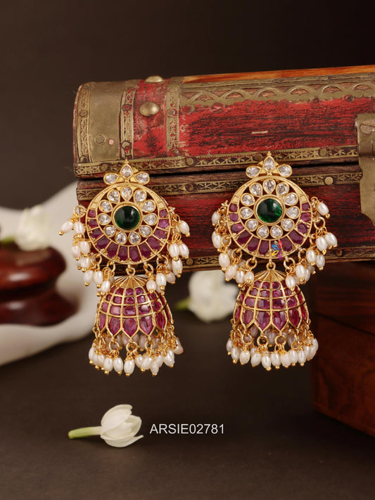 Kemp Stone Rice Pearl Drop Jhumka