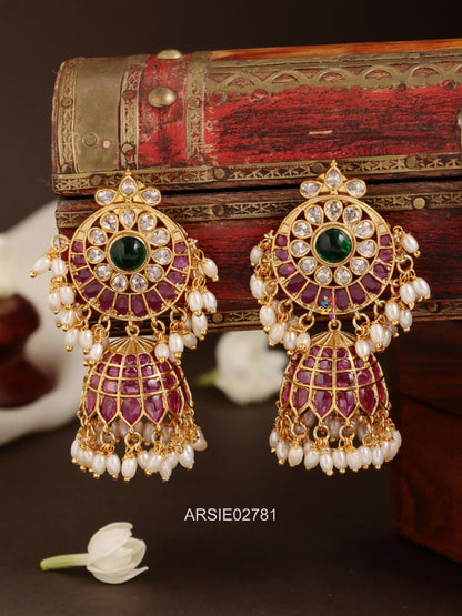 Kemp Stone Rice Pearl Drop Jhumka