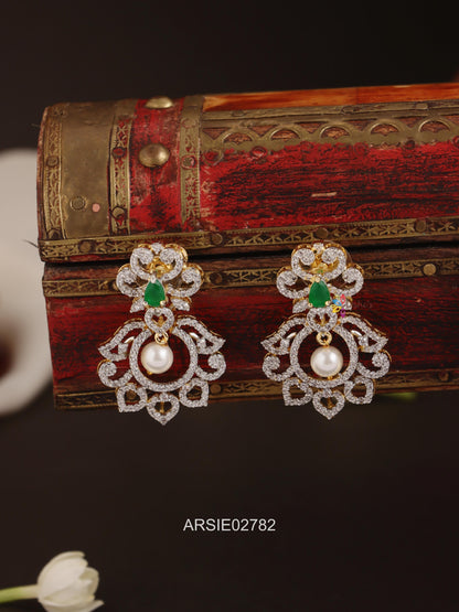 Diamond Look Like Emerald Stone Earrings