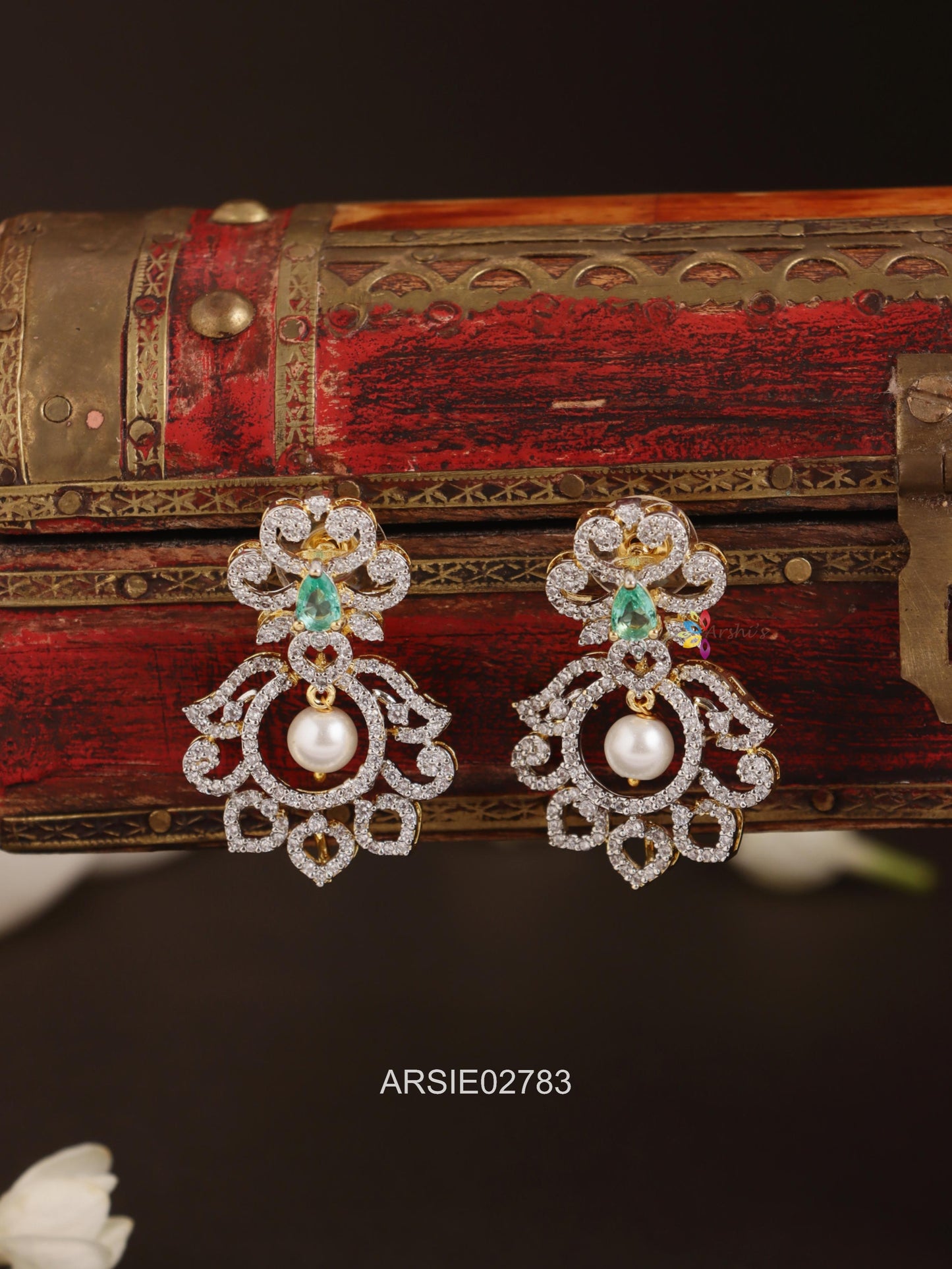 Diamond Look Like Pale Green Stone Earrings