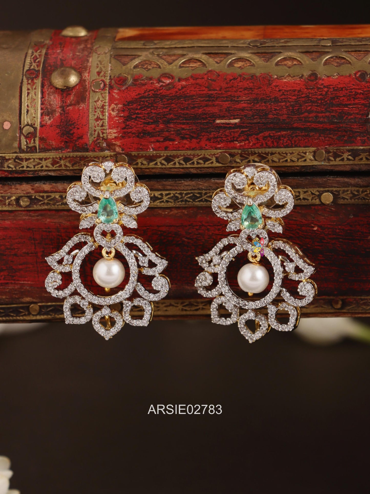 Diamond Look Like Pale Green Stone Earrings