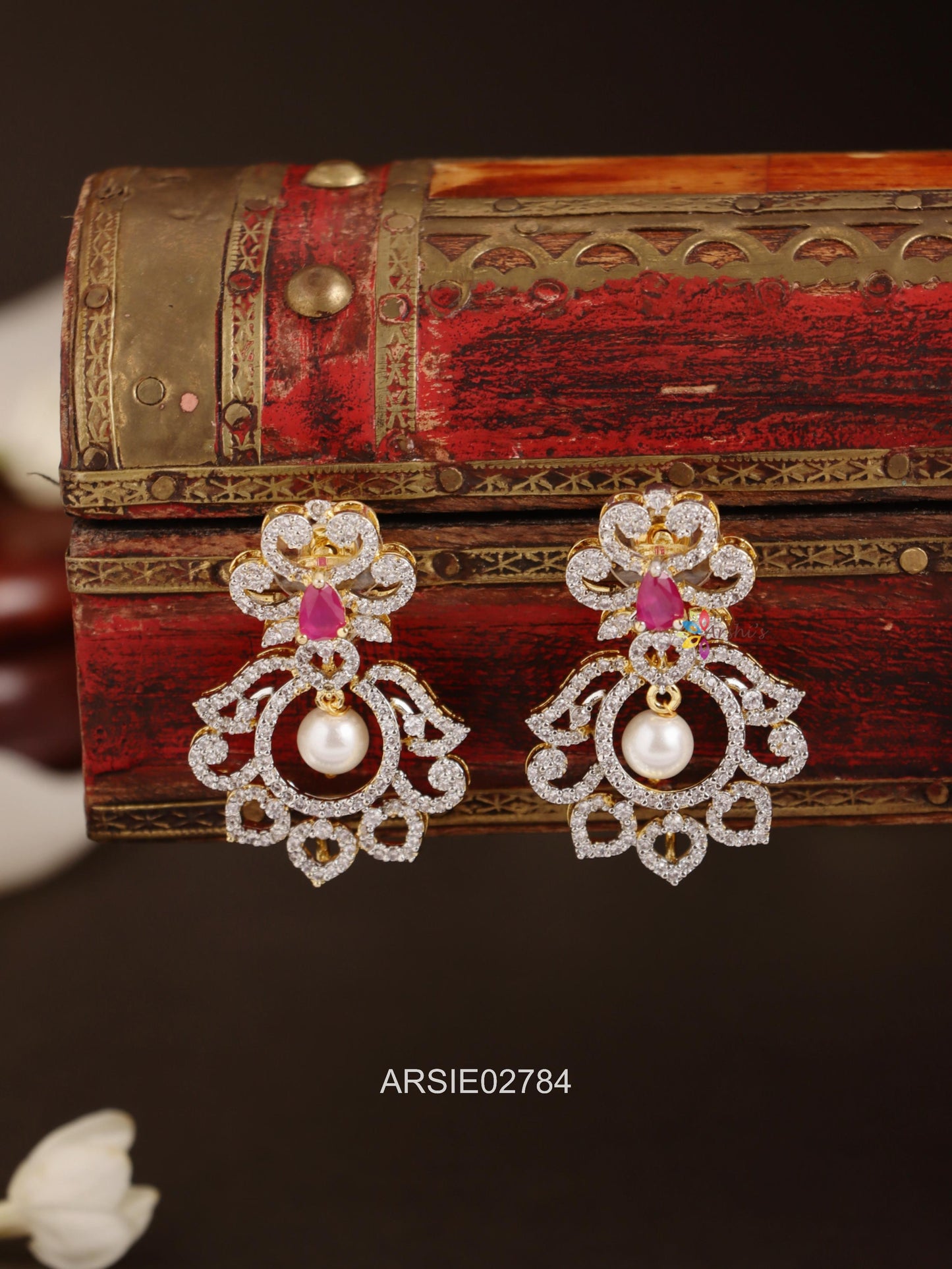 Diamond Look Like Pink Stone Earrings