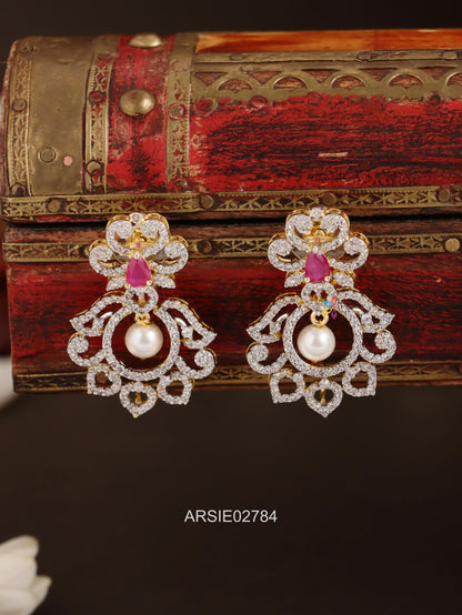 Diamond Look Like Pink Stone Earrings