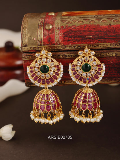 Kemp Stone Pearl Drop Jhumka