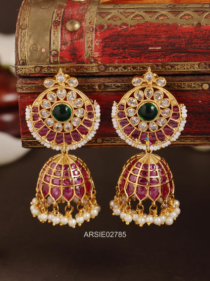 Kemp Stone Pearl Drop Jhumka