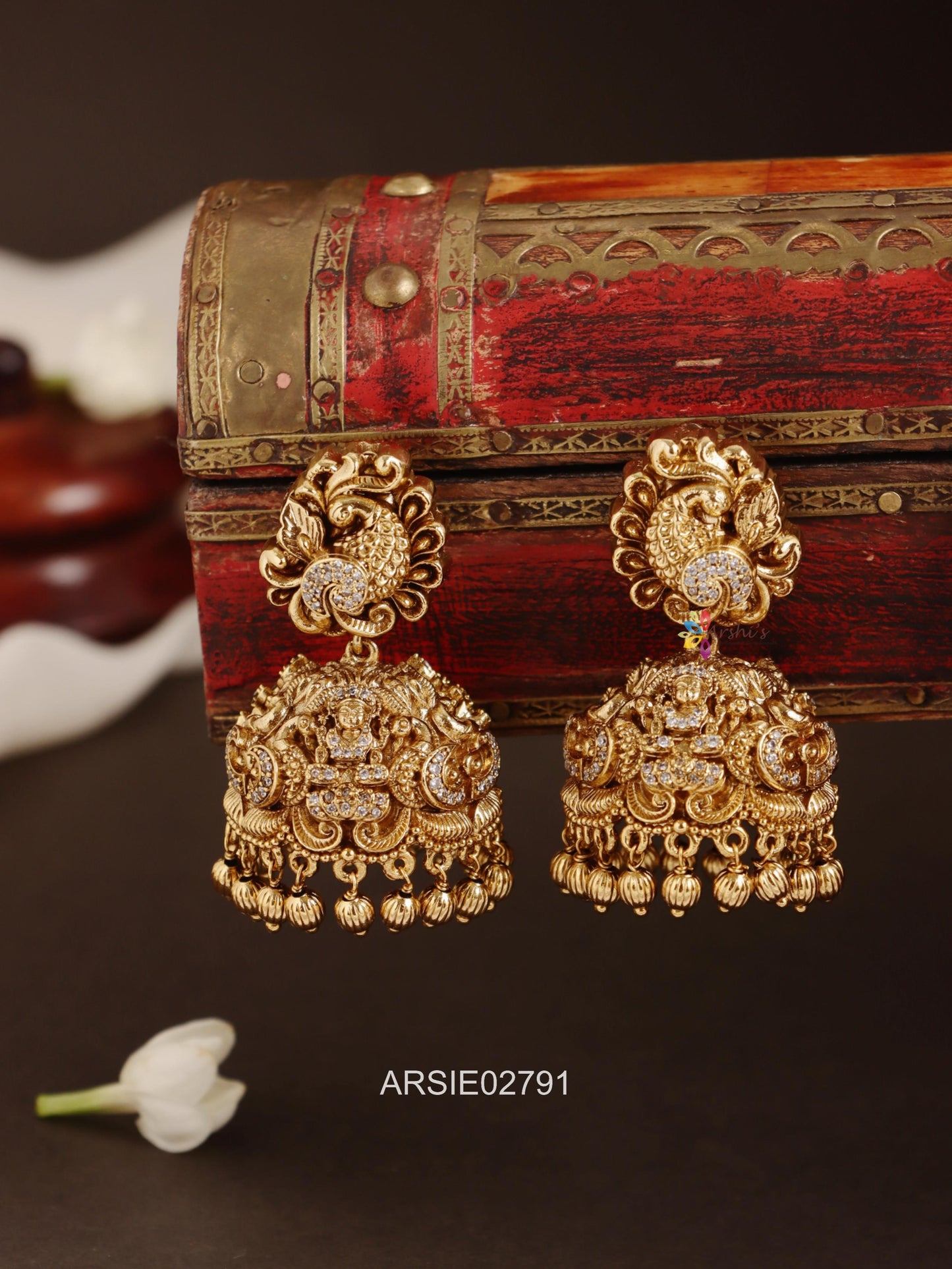 Antique Peacock Lakshmi Jhumka