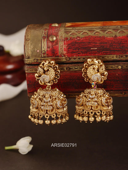Antique Peacock Lakshmi Jhumka