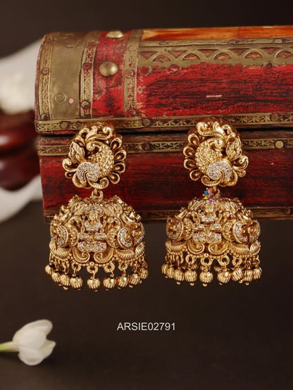 Antique Peacock Lakshmi Jhumka
