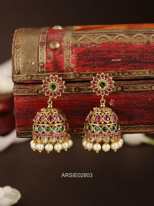 Kemp and Green Stone Jhumka