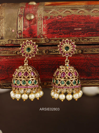 Kemp and Green Stone Jhumka