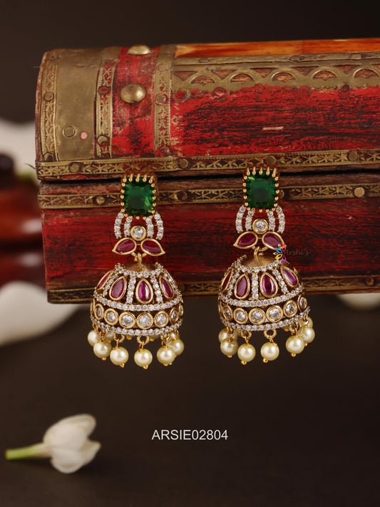 Emerald Kemp Stone Jhumka