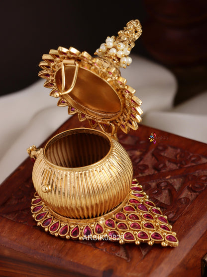Peacock Lakshmi Kumkum Box