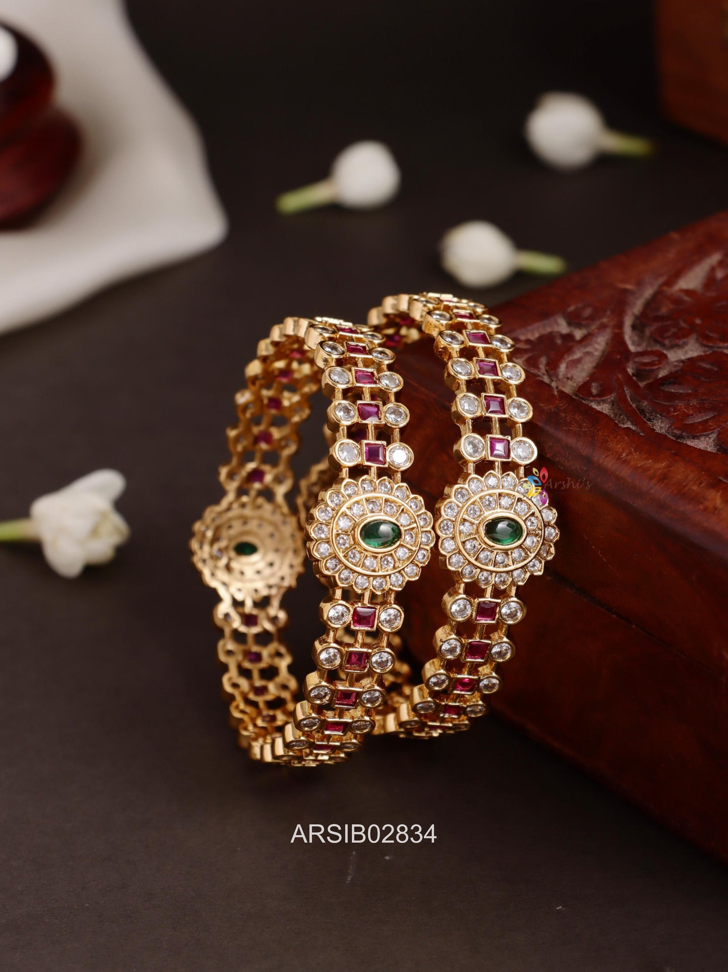 Kemp and White Stone Kada Bangles