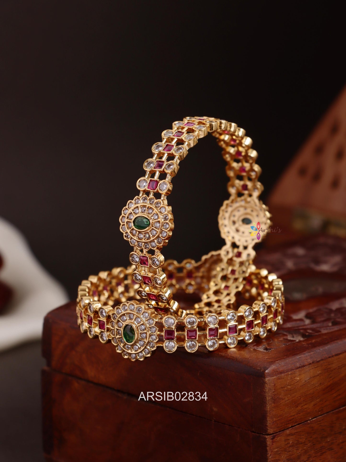 Kemp and White Stone Kada Bangles