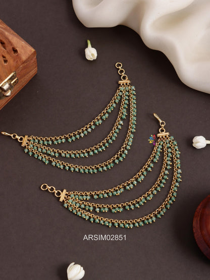 Three Layer Green Bead Earchains
