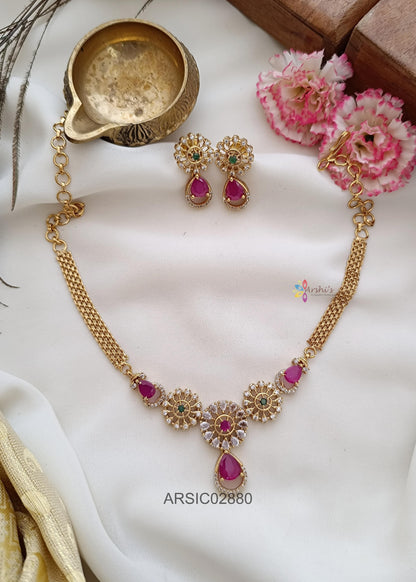 White and Ruby Stone Choker